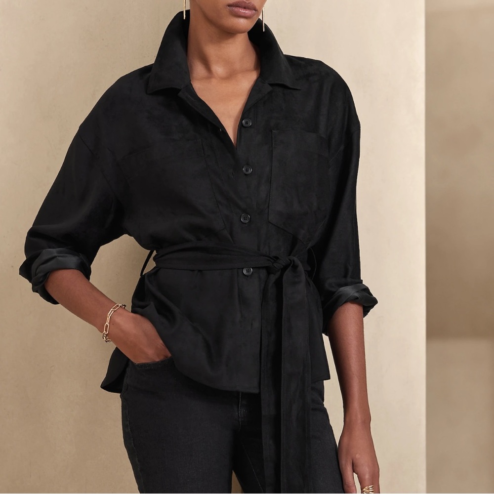 Banana Republic Vegan Belted Shirt